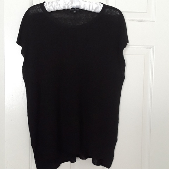 Eileen Fisher OVERSIZED boat neck black High- Low top XS - Picture 1 of 5